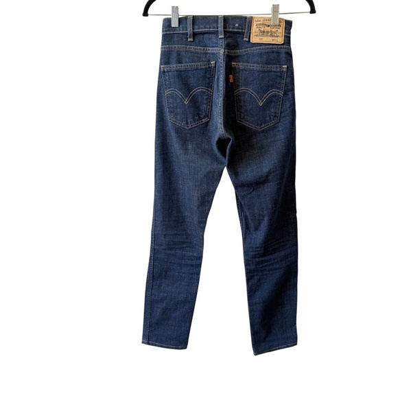 LEVIS VTG 606 JEAN BIG E ORANGE TAB STRAIGHT LEG DARK BLUE RIGID DENIM WOMENS 25 - Picture 3 of 12